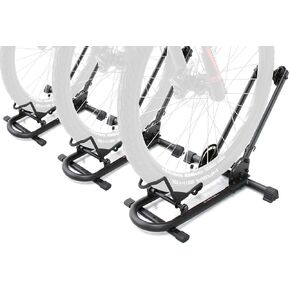 BikeHand Bike Stand Floor Parking Bike Rack - for MTB & Road Bike Storage - up to 2.4" Tire Width - Bike Rack Garage Foldable Bike Storage Rack - Durable Bicycle Stand - 3 Bike Stand