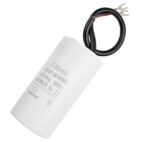 CBB60 40UF MFD Motor Run Capacitor 450VAC Volts Round Cylinder with 2 Wires, Metallized Polypropylene Film Capacitor for Motor Run, Air Conditioners, Washing Machines, Fan and Water Pumps