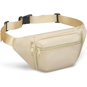 Fanny Pack for Men Women, Waterproof Nylon Anti Theft Waist Bag for Travel Hiking Running Sports Belt Bag (Black)