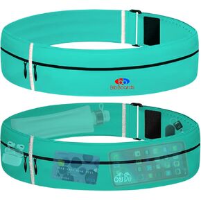 Running Belt for Men & Women - Water & Sweat-Repellent No Bounce Runners Fanny Pack for Phone, Keys, Cards & Money, Adjustable Running Band for Marathon, Jogging, Cycling — Turquoise, 44"