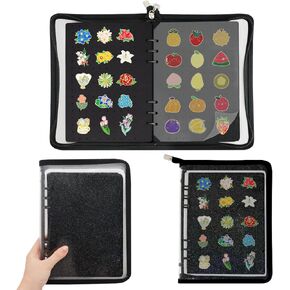 Pin Display Book Enamel Pin Collection Holder Trading Book with 8-Page Display Boards A5 Brooch Pin Storage Organizer Binder Album for Travel Collectors (Black)