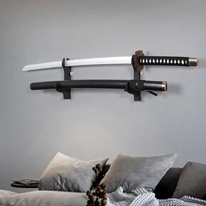 Katana wall mount Black Plexiglass Sword display wall mount Katana stand Sword wall mount Katana wall mount Samurai sword holder Katana holder wall mount Katana wall holder(Swords Not Included)