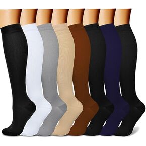 CHARMKING Compression Socks for Women & Men Circulation (8 Pairs) 15-20 mmHg is Best Support for Athletic Running,Hiking