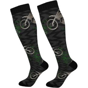 Camouflage Motocross Riding Compression Socks, Women's and Men's Knee High Running Socks for Sports, Running, Travel