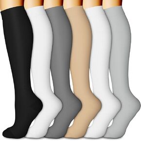CHARMKING 6 Pairs-Compression Socks for Women & Men Circulation Best Support for Nurses, Running, Athletic,Flight Travel (Multi 33,S/M)