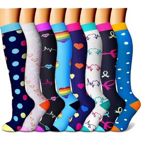 CHARMKING Compression Socks for Women & Men Circulation (8 Pairs) 15-20 mmHg is Best Support for Athletic Running,Hiking
