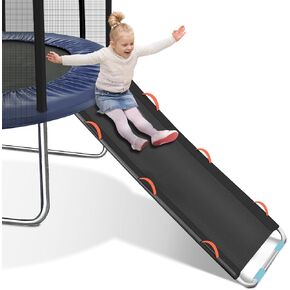 JUMPMKT Trampoline Slide, Universal Ladder for Kids Climb Up & Slide Down, Outdoor Trampoline Slide Attachment, Trampoline Accessories, Heavy Duty Steel, Clamps to Frame, Easy to Assemble