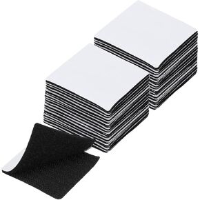 PATIKIL 2x2 Inches Hook and Loop Dots, 16 Sets Nylon Blend Square Self Adhesive Tape Strong Sticky-Back Fasteners Double-Sided Adhesive Strip for Office Home Crafting, Black