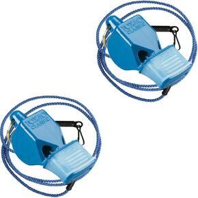 Fox 40 Classic CMG Cushion Mouth Grip Sports Whistle with Lanyard, Blue (2-Pack)