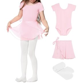 Toddler Ballet Outfit Ballet Leotards for Girls Dance Leotards Combo with Ballet Skirt Dance Tights Ballerina Dress 2-6 Years