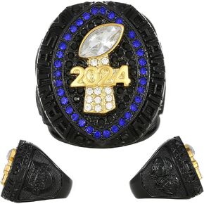 2024 Fantasy Football Championship Ring with Wooden Box League Champion Trophy Rings Premium Award for Winner