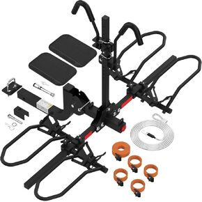 PAULINN Hitch Bike Rack with Hitch Lock, 200 LBS 2 Bike Folding Bicycle Car SUV Racks for Ebike,Fat Tire and Standard, 2" Hitch Receiver