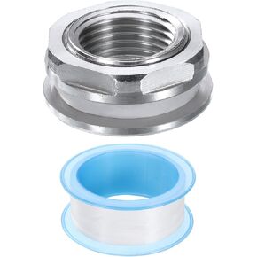 uxcell Bulkhead Fitting 1/2" Female 304 Stainless Steel Water Tank Connector Water Tank Adapter Thru-Bulk Pipe Fitting with Sealing Tape for Water Tank, Bathtub, and Sink