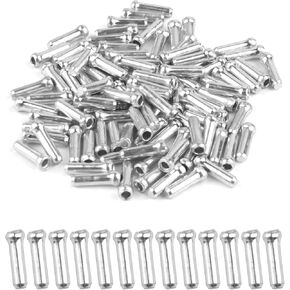 100 PCS Bike Brake Cable End Caps, Silver Bike Cable End Crimps Alloy Road Mountain Bicycle Bike Brake Cable Cap End Tips, Derailleur Cable Tips Bicycle Cable End Caps