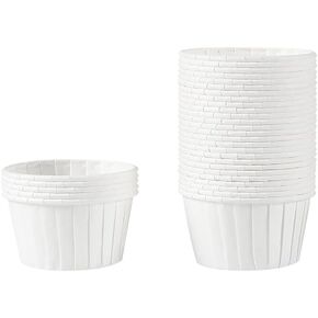 100 Pcs White Dessert Paper Cups Food Portion Paper Cups Small Condiment Souffle Cups Cupcakes Baking Cups Mini Food Tasting Cups