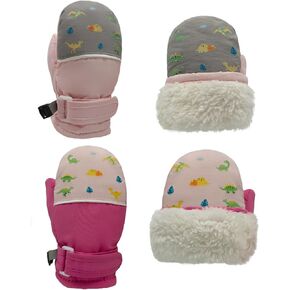 Toddler Mittens Waterproof Fleece Lined 2 Pack Toddler Winter Gloves Warm Snow Gloves for Baby Boys Girls