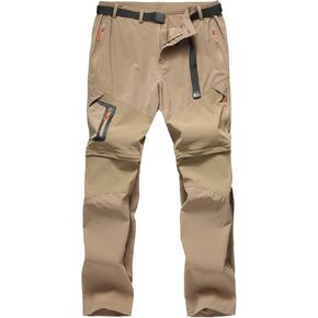 Men's Hiking Pants Outdoor Convertible Quick Dry Fishing Pants & Shorts (Khaki, Black)