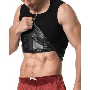 MOLLDAN Mens Polymer Sauna Vest Sweat Slimming Tank Top with Zipper