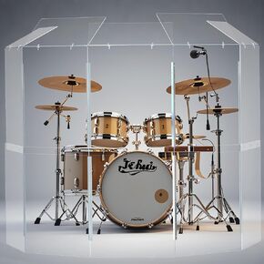 Portable Drum Shield 5-Panels 2FT x 5FT with Deflectors, Acrylic Shield with Full Length Metal Hinges, Drum Cage, Ideal for Live and Churches Performances (5 Panels with Deflectors)