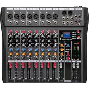 8 Channel Professional Digital Mixer Sound Board Console Bluetooth Live Studio Audio Mixer Power Mixing USB (110V-220V)