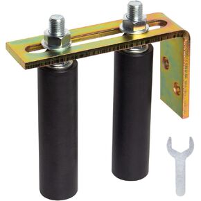 6" Guide, Universal Heavy Duty, Black L Rear Post Bracket Adjustable Dual Nylon Rollers Support Assembly for Sliding Rolling Gates