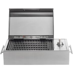 Kenyon B70200 City Grill, Portable Grill, Stainless Steel, Single Burner, Knob Control, Faceted Lid, UL Approved For Use Indoors And Outdoors, Flame-Free, 120V