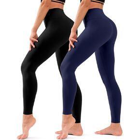COOLOVER 2 Pack Leggings for Women - High Waisted Full Length Buttery Soft Yoga Pants for Workout Athletic Daily