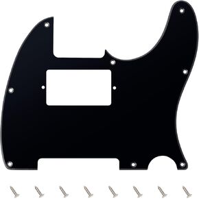 Banworks 1 Ply Tele HS/HH Pickguard 8-Hole Electric Guitar Pickguard Scratch Plate for USA/Mexican Fender Modern Style Standard Tele Telecaster JT/HB-04 Glossy Black