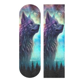 Galaxy Wolf Skateboard Grip Tape 9" x 33" Bubble Free Waterproof Skateboard Grip Tape Sheet Non Slip Griptape for Skateboard Longboard