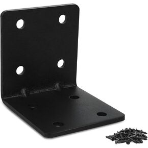 4 Pack L Brackets for Wood Matte Black Strong Corner Brace, Ribbed Corner Brackets for Wood Projects Furniture Fix and Replacement, Easy to Install, 2.5 x 2.75 x 2.75 in
