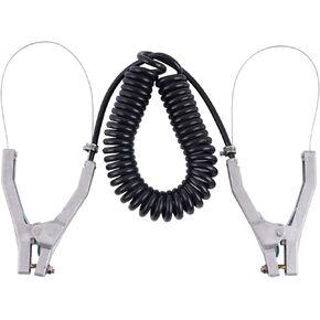 YUCHENGTECH Grounding Clamp Anti Static Grounding Wire Static Grounding Clamp Static Grounding Assembly 2 Aluminium Alloy Clips for Static Removing (5m Spiral wire)