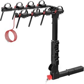 BougeRV Upgrade 2.0 Hitch Bike Rack with Dual Lock for SUV Truck, 165LB Capacity 2-3 Bikes Hitch Bike Carrier Rack with 2'' Hitch Receiver, Easy Assembly, Tilting & Foldable Bike Rack Hitch