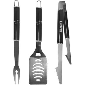 Siskiyou Sports NFL Detroit Lions 3 pc Steel BBQ Set in Black, One Size