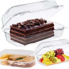 9 x 5 Dessert cake roll container Clear Hinged Lid disposable 9 x 5 great for Loaf Deep Cookies plastic containers disposable donut sandwich clamshell containers for food Takeout Trays (25)