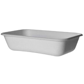 ECO PRODUCTS Compostable 32oz To Go Containers, Case of 400, 8.4"x5.5"x2.04" Rectangle Box, Disposable Renewable White Molded Fiber, No-Added PFAS, Tree-Free, Lid Available, BPI-Certified