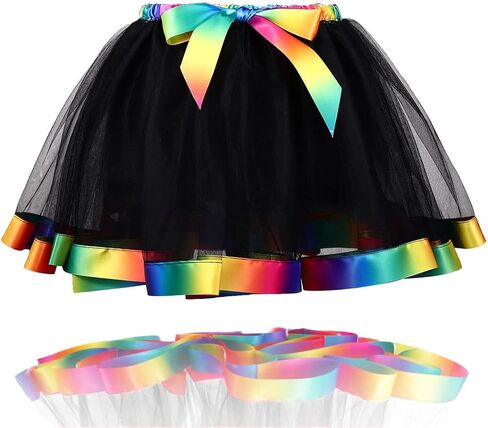 Nicute Rainbow Womens Tutu Layered Tulle Ballet Skirt Rave Festival Colorful Tutu for Adult in Saudi Arabia