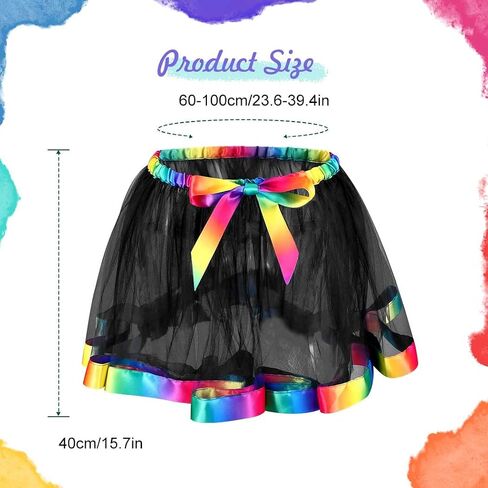 Nicute Rainbow Womens Tutu Layered Tulle Ballet Skirt Rave Festival Colorful Tutu for Adult in Saudi Arabia