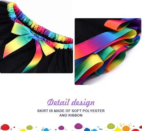 Nicute Rainbow Womens Tutu Layered Tulle Ballet Skirt Rave Festival Colorful Tutu for Adult in Saudi Arabia