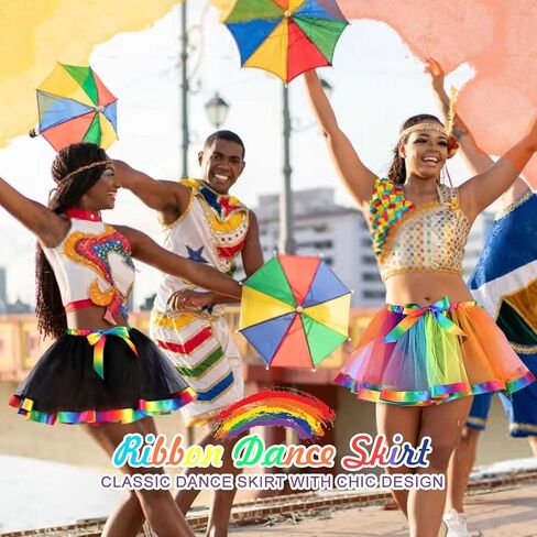 Nicute Rainbow Womens Tutu Layered Tulle Ballet Skirt Rave Festival Colorful Tutu for Adult in Saudi Arabia