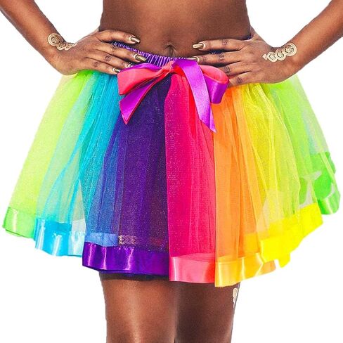 Nicute Rainbow Womens Tutu Layered Tulle Ballet Skirt Rave Festival Colorful Tutu for Adult in Kuwait