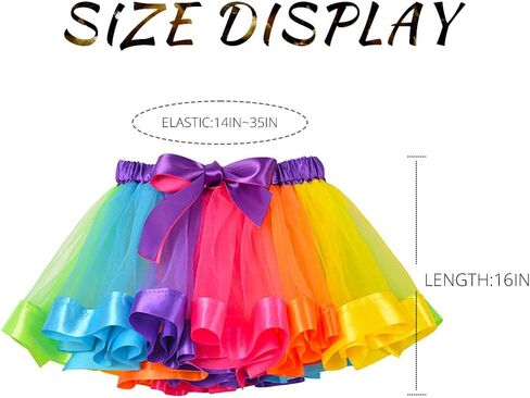 Nicute Rainbow Womens Tutu Layered Tulle Ballet Skirt Rave Festival Colorful Tutu for Adult in Kuwait