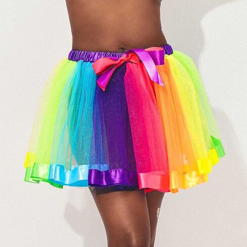 Nicute Rainbow Womens Tutu Layered Tulle Ballet Skirt Rave Festival Colorful Tutu for Adult in Kuwait