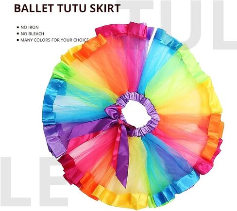Nicute Rainbow Womens Tutu Layered Tulle Ballet Skirt Rave Festival Colorful Tutu for Adult in Kuwait