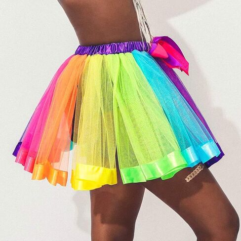 Nicute Rainbow Womens Tutu Layered Tulle Ballet Skirt Rave Festival Colorful Tutu for Adult in Kuwait
