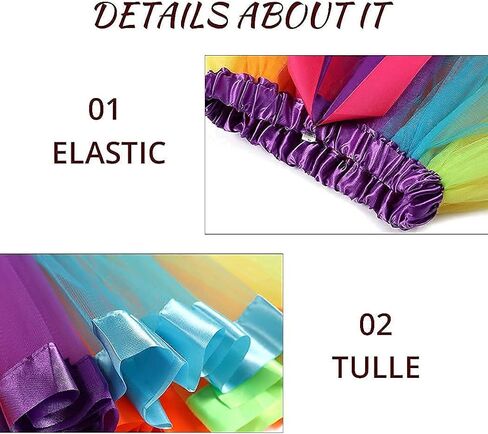 Nicute Rainbow Womens Tutu Layered Tulle Ballet Skirt Rave Festival Colorful Tutu for Adult in Kuwait