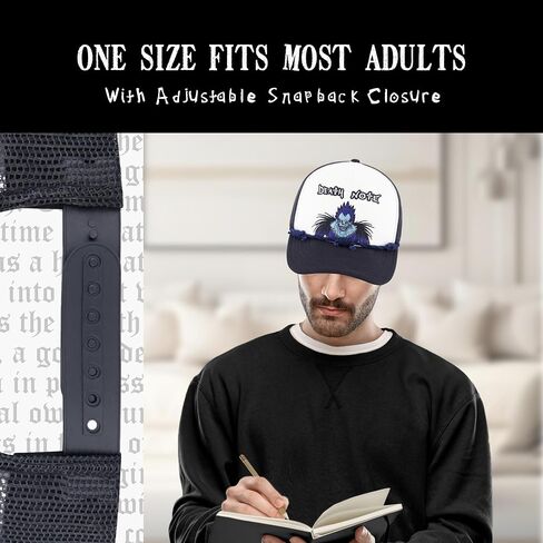 Death Note Dad Hat, Cotton Adjustable Baseball Cap with Curved Brim, Black, One Size in Kuwait