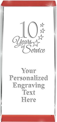 Crown Awards Customizable Crystal Trophy, 4.5" Engraved Red Spotlight Crystal Award in Saudi Arabia