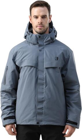 Mens Ski Jacket Winter Hooded Warm Waterproof Raincoat Outdoor Windproof Mountaineering Windbreaker in Saudi Arabia