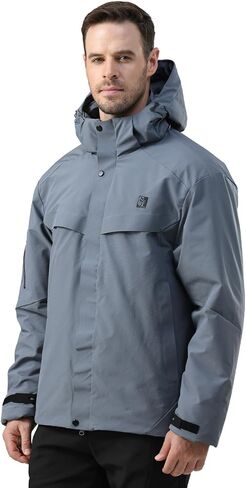 Mens Ski Jacket Winter Hooded Warm Waterproof Raincoat Outdoor Windproof Mountaineering Windbreaker in Saudi Arabia