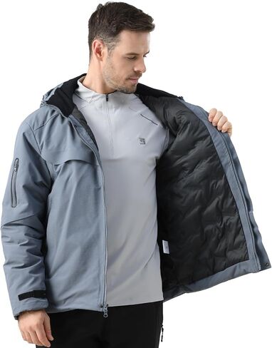 Mens Ski Jacket Winter Hooded Warm Waterproof Raincoat Outdoor Windproof Mountaineering Windbreaker in Saudi Arabia